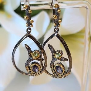 Gomera Jewels Black Sterling Vegetal Collection Gemstone Earrings